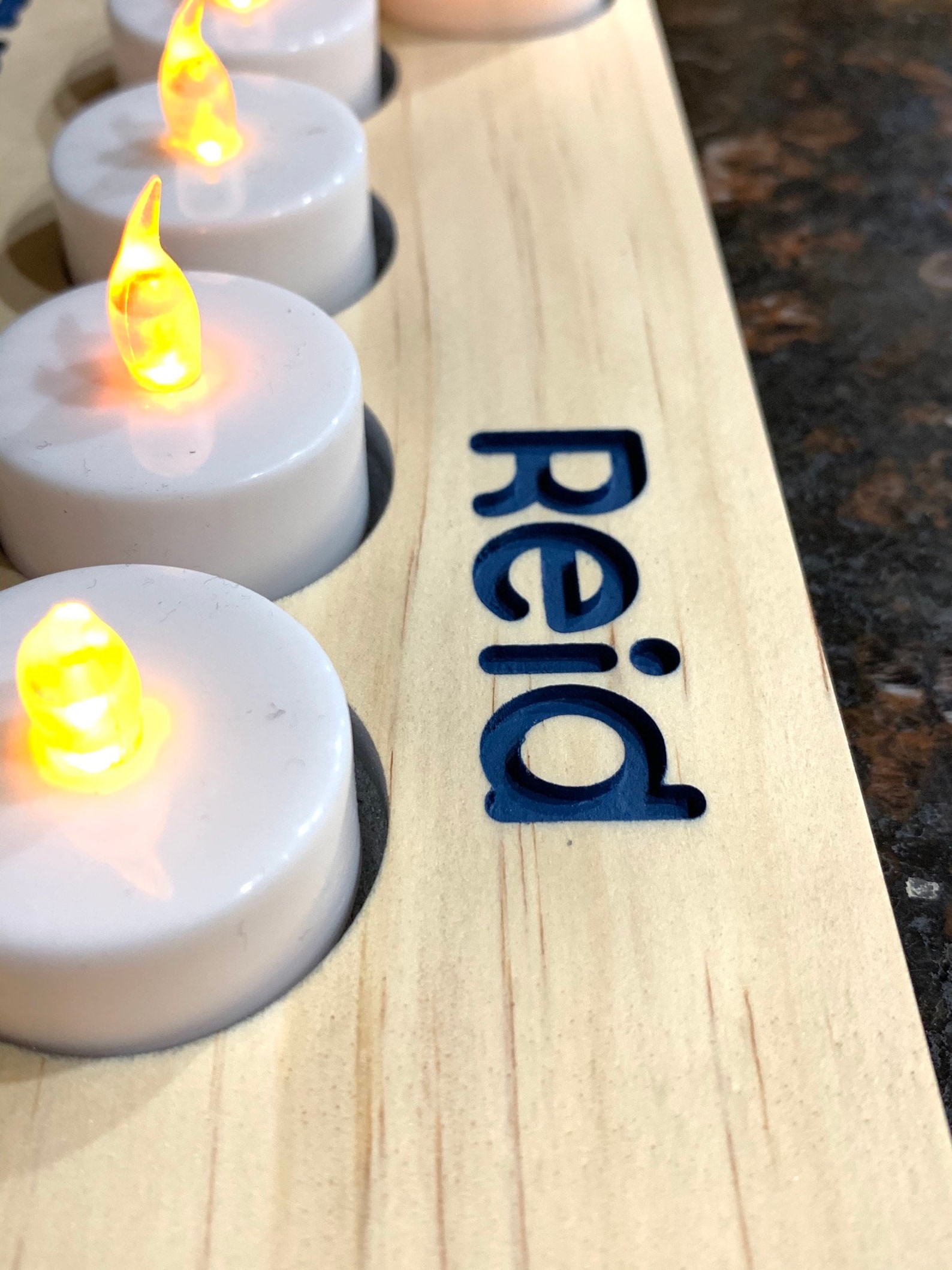 Children's Tealight Wooden Menorah College Dorm Menorah Etsy