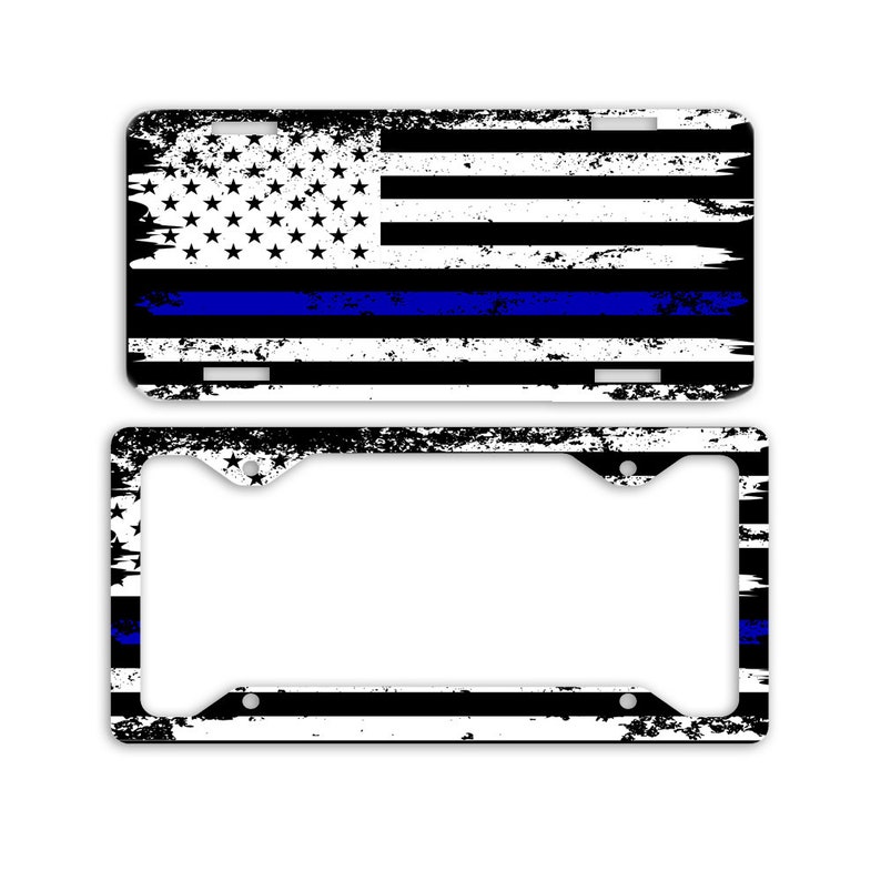Thin Blue line license plate police support law enforcement