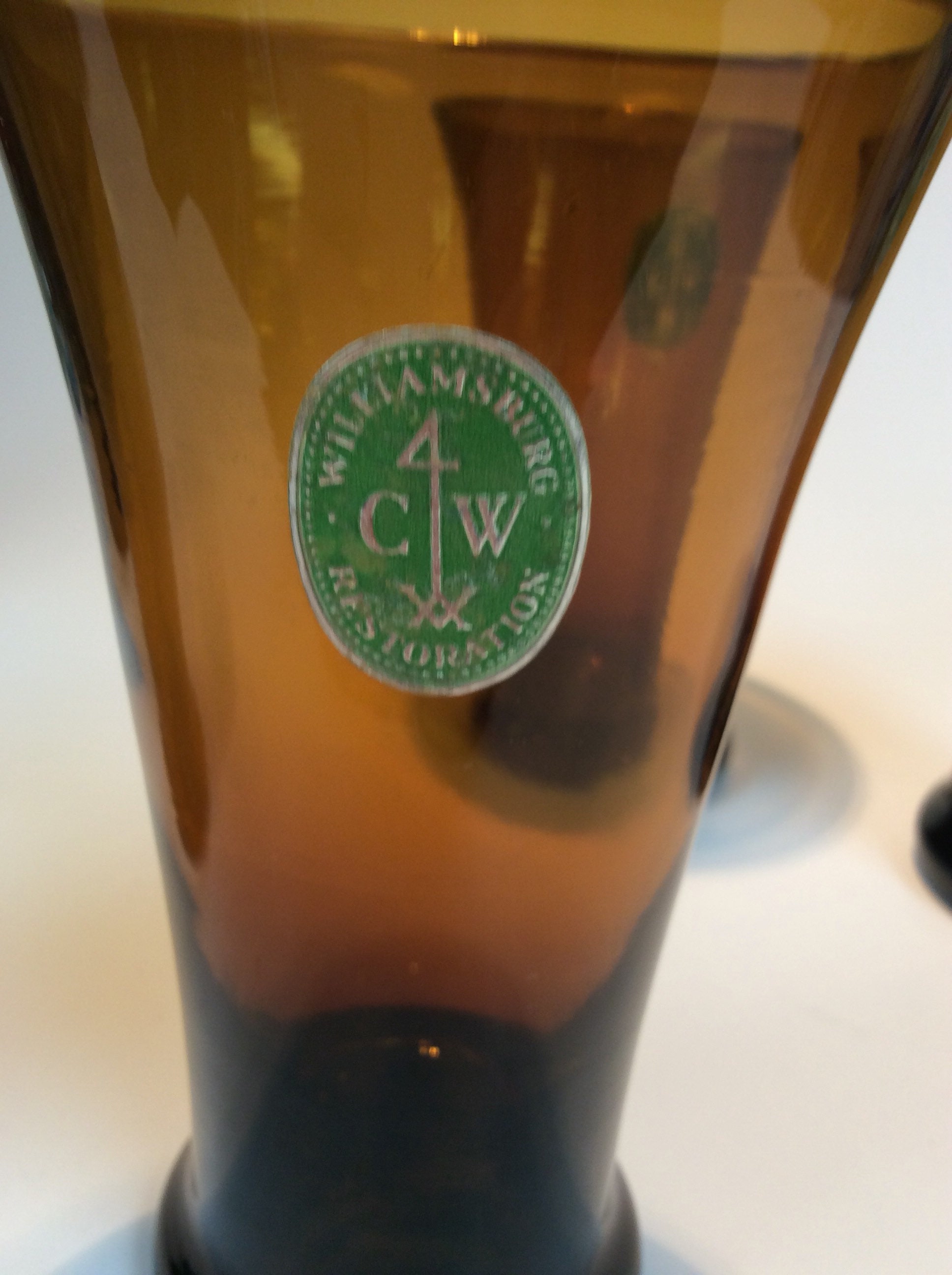 Williamsburg amber tea glasses CW5T by Blenko, four available , priced each