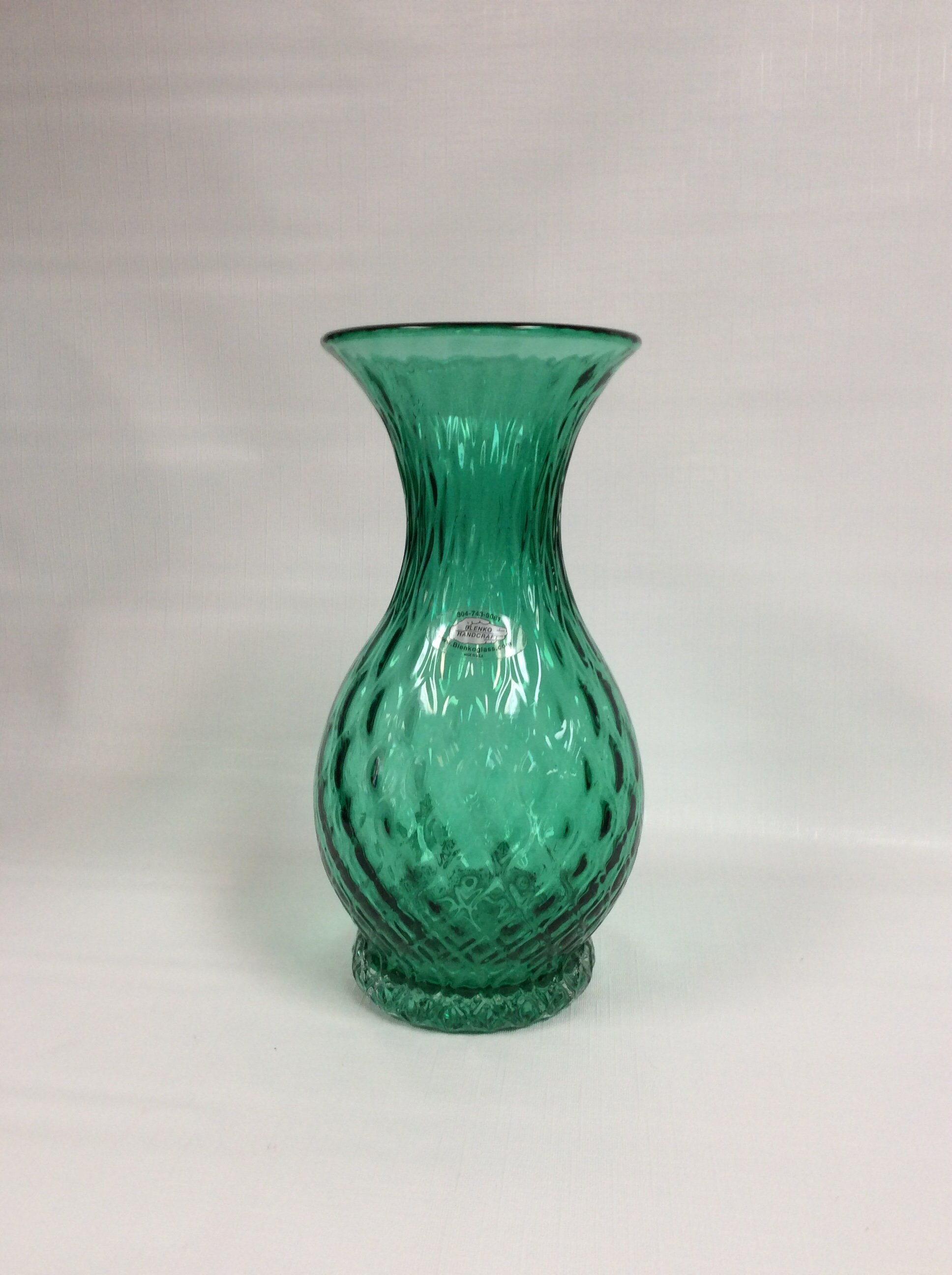 Blenko Glass 5904 diamond optic vase, seafoam green from 2005