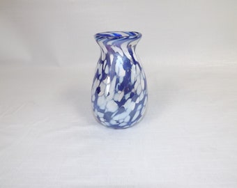 Ron Hinkle Glass Cobalt White Child's Vase Signed Handblown WV