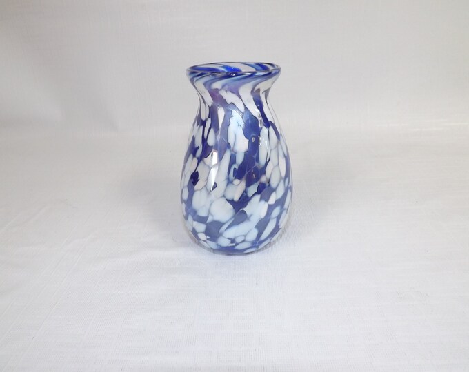 Featured listing image: Ron Hinkle Glass Cobalt White Child's Vase Signed Handblown WV