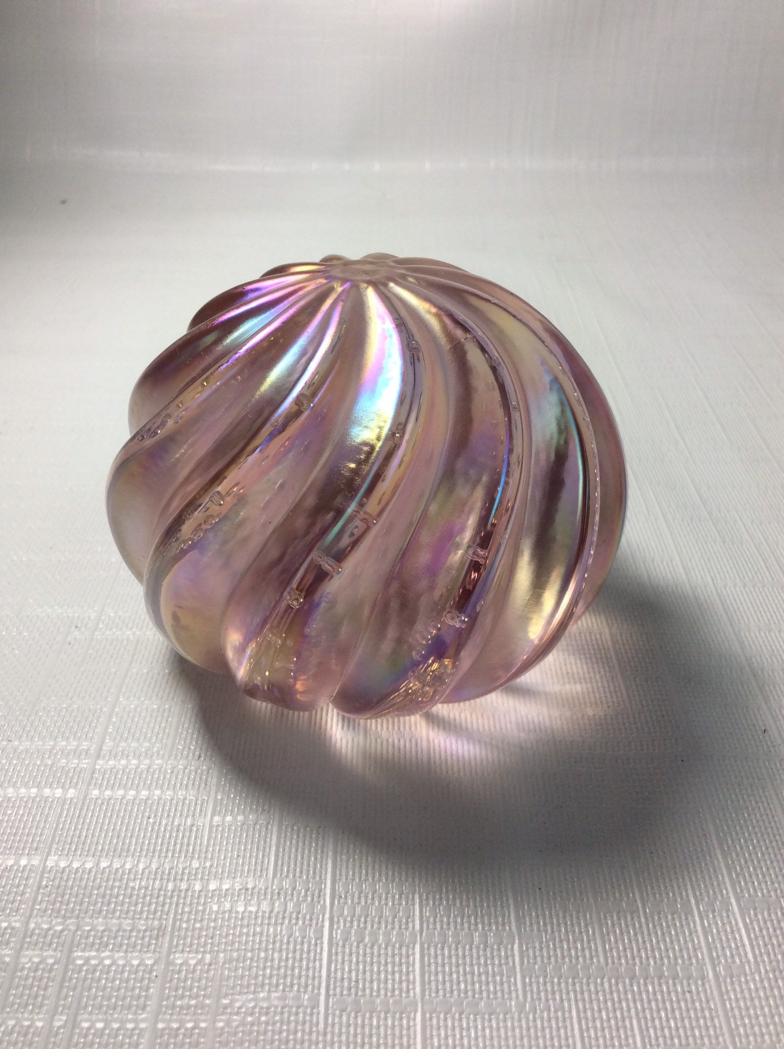 Gibson Glass hand made paperweight, light pink, controlled air bubbles