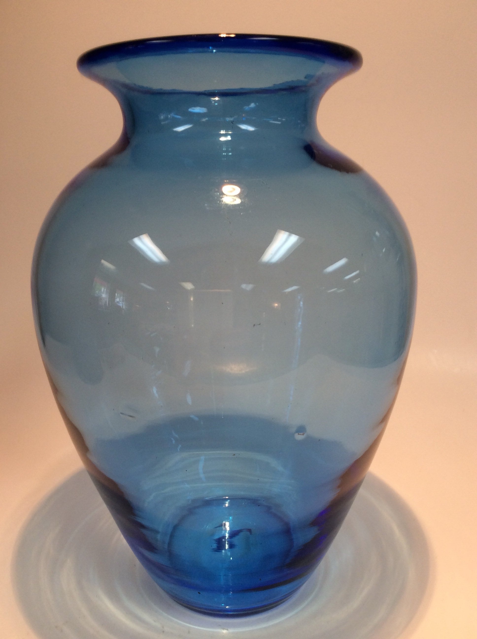 Blenko Glass 8833L vase in azure blue