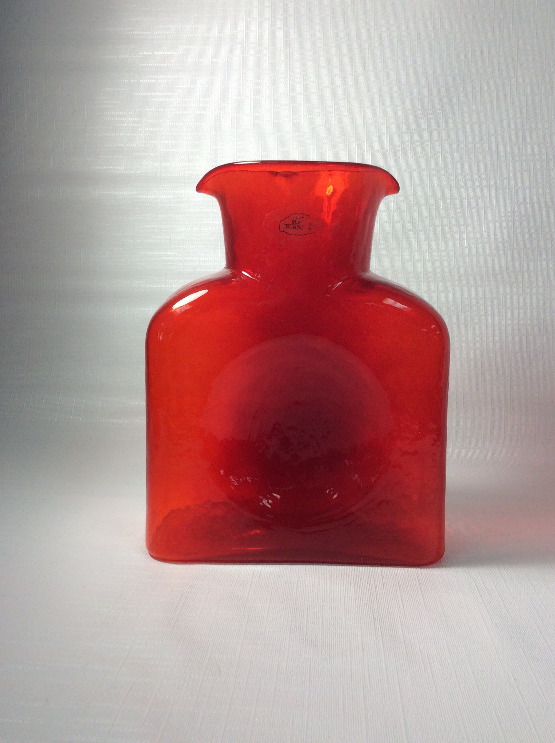 blenko-glass-384-water-bottle-red-orange-dated-2010