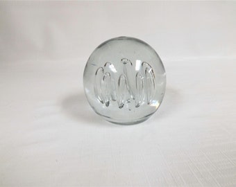 Blenko Glass #68-E Crystal Air Bubble Paperweight Joel Myers Design