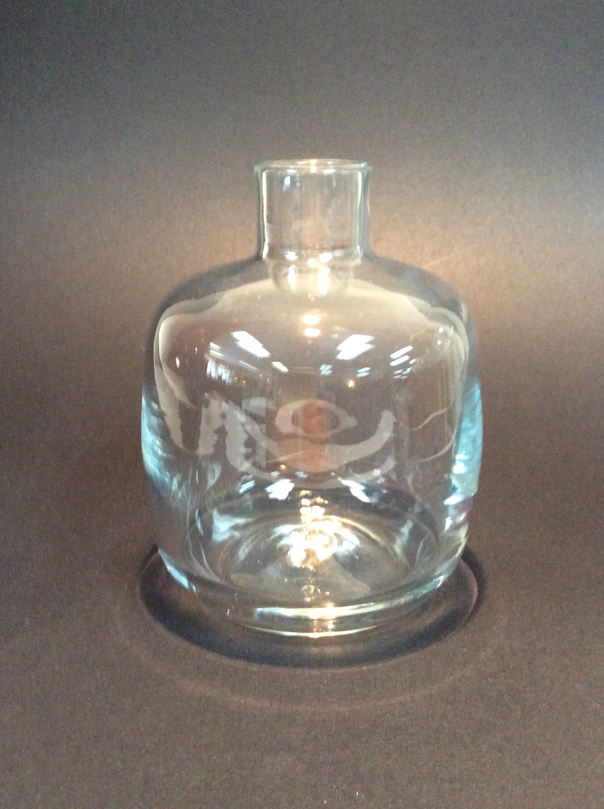 Blenko Glass vintage candle vase 6424 in crystal , Joel Myers, hand blown