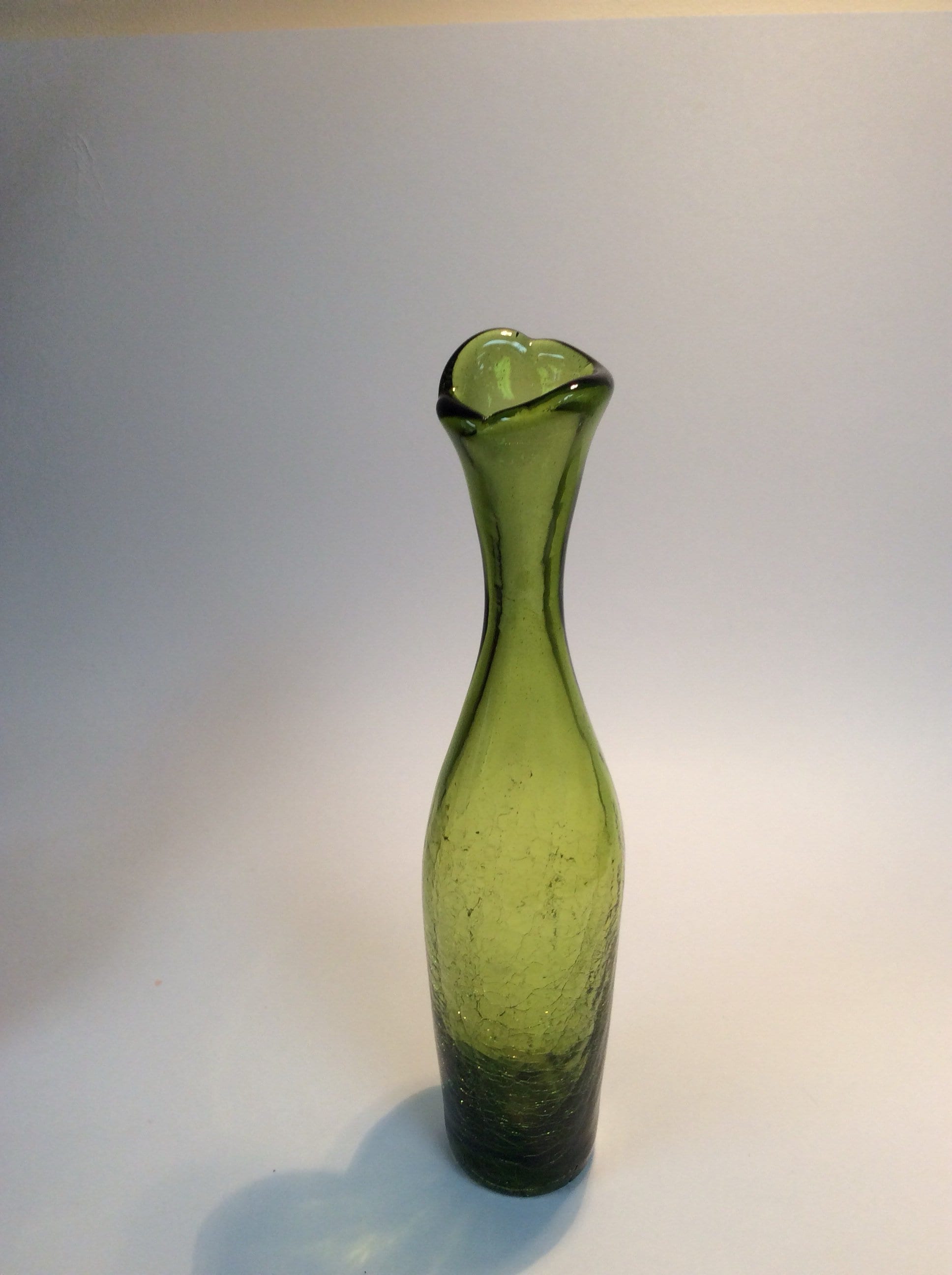 60s〜 BLENKO Glass Vase Vintage 1960s Blenko Bubble Glass Blue Oval Vase Wayne