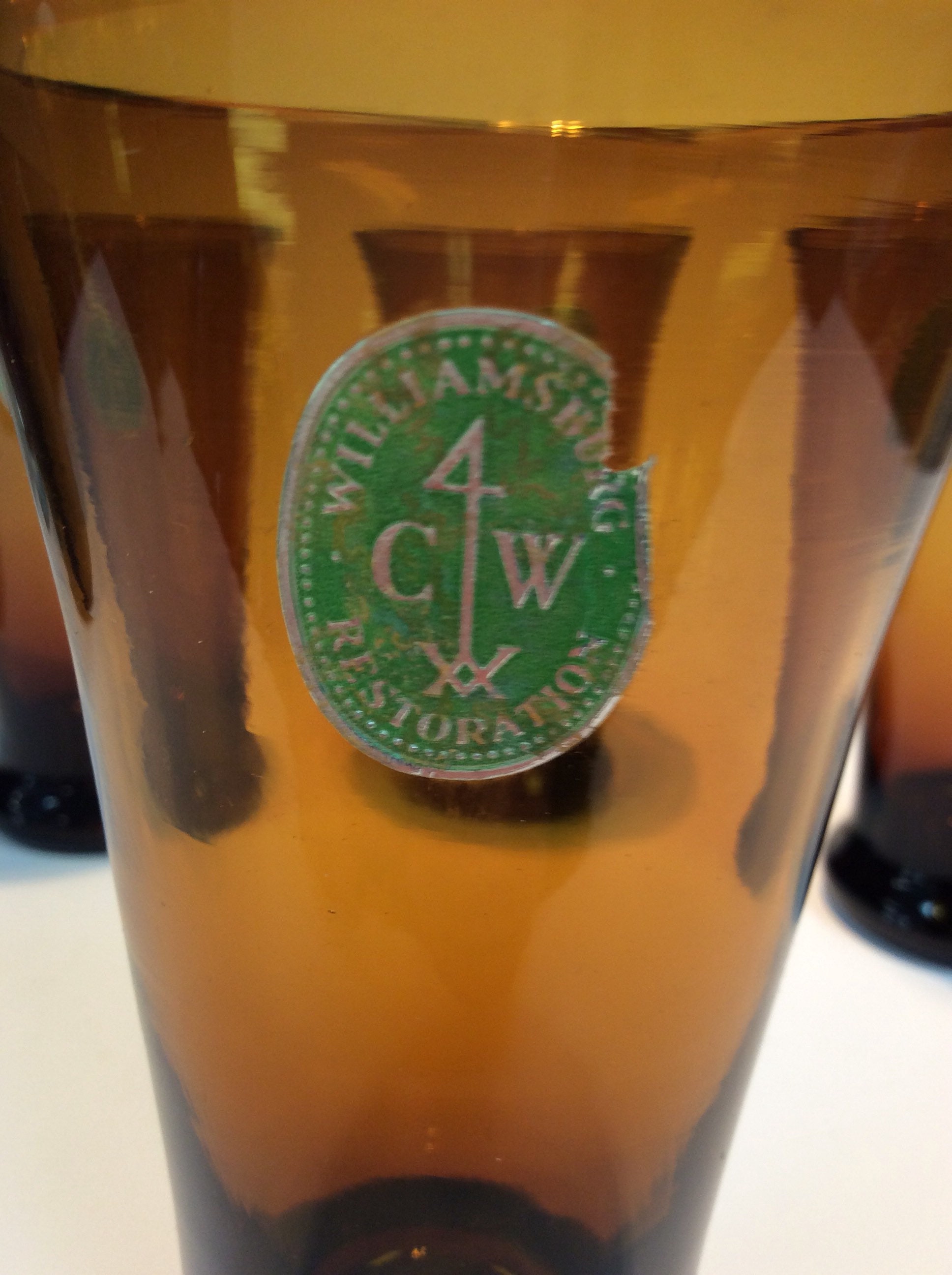 Williamsburg amber tea glasses CW5T by Blenko, four available , priced each