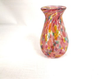 Ron Hinkle Glass Multi Color Bud Vase Handblown