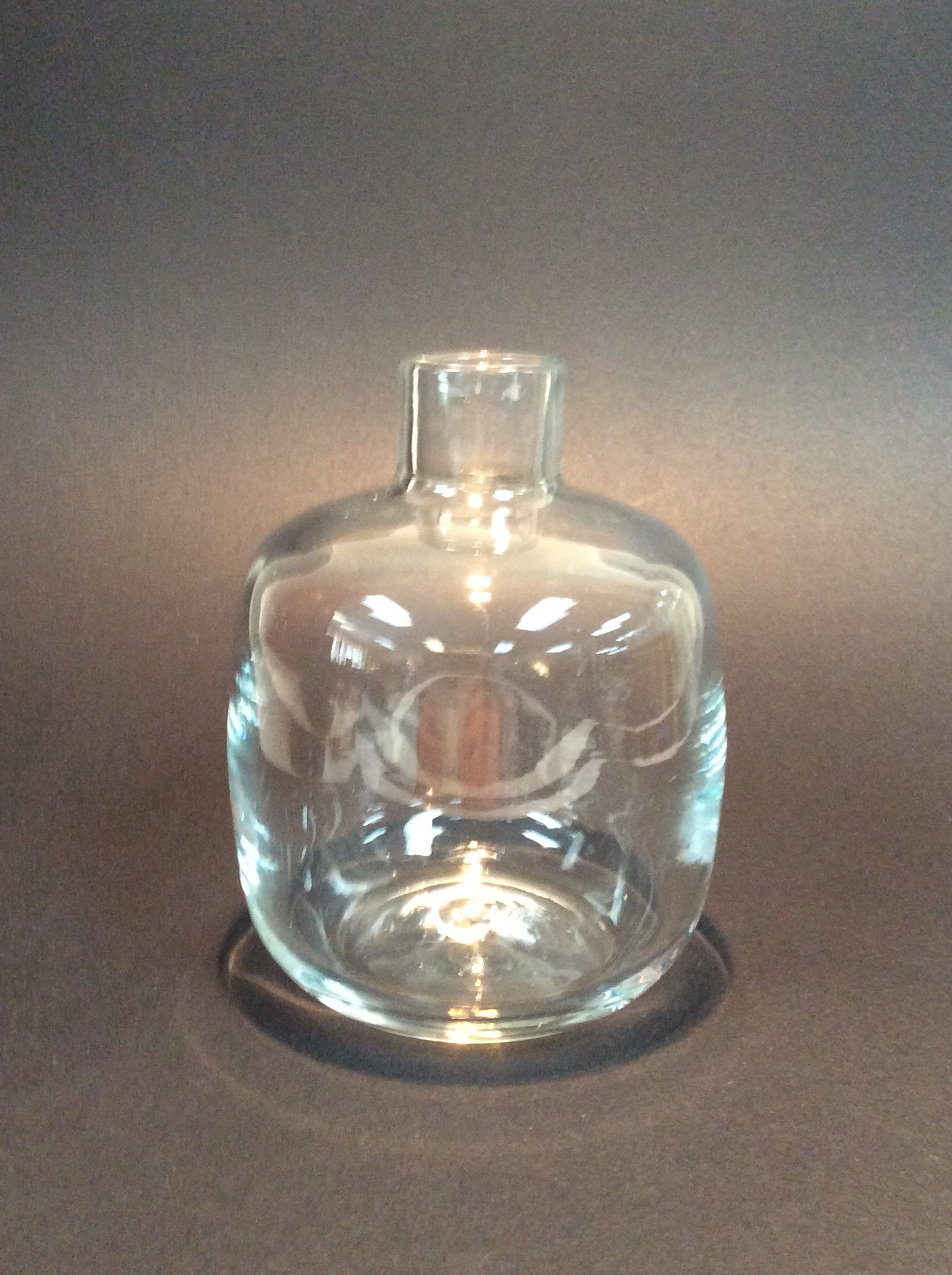 Blenko Glass vintage candle vase 6424 in crystal , Joel Myers, hand blown