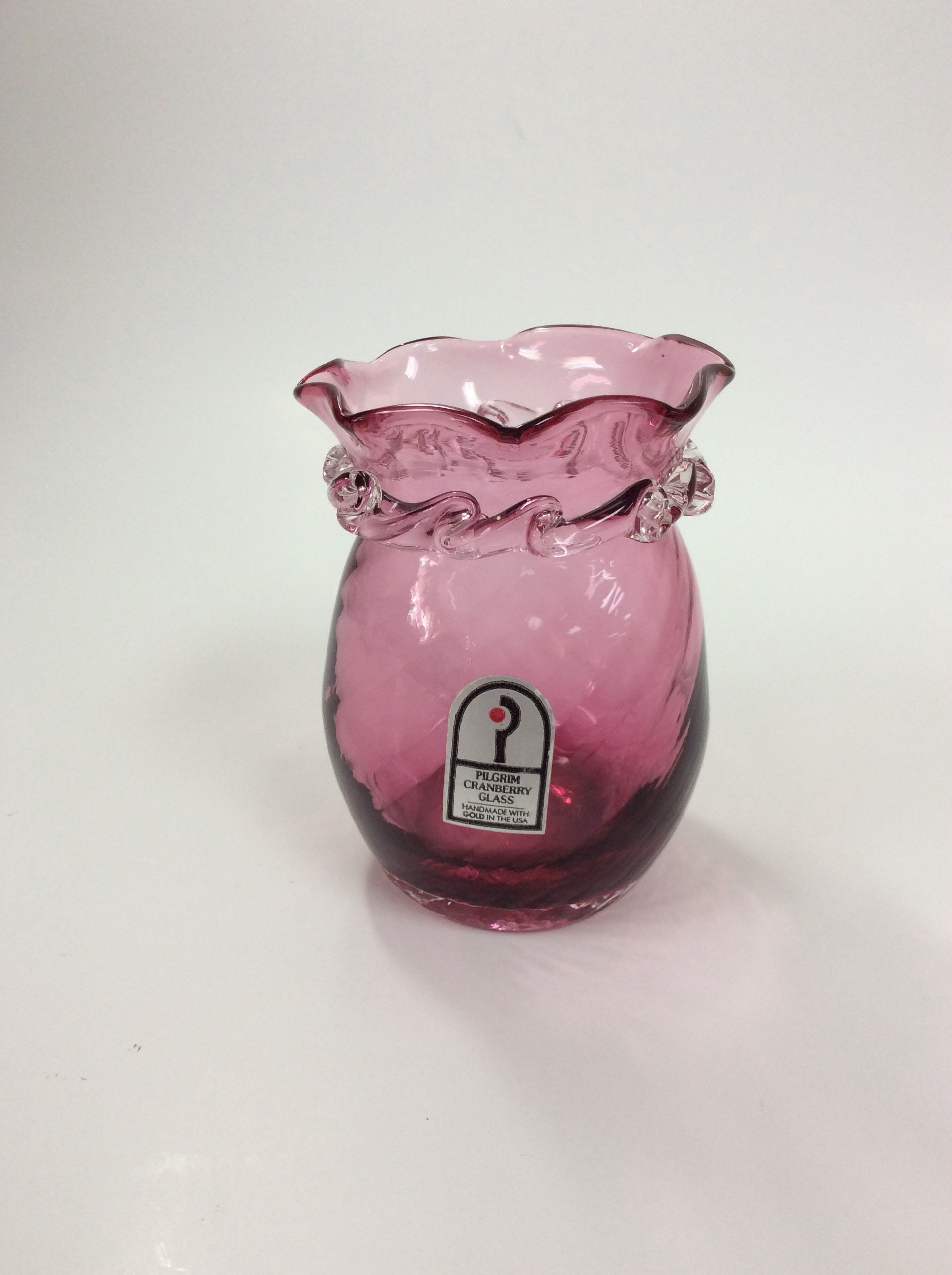 Pilgrim Glass mini vase in cranberry