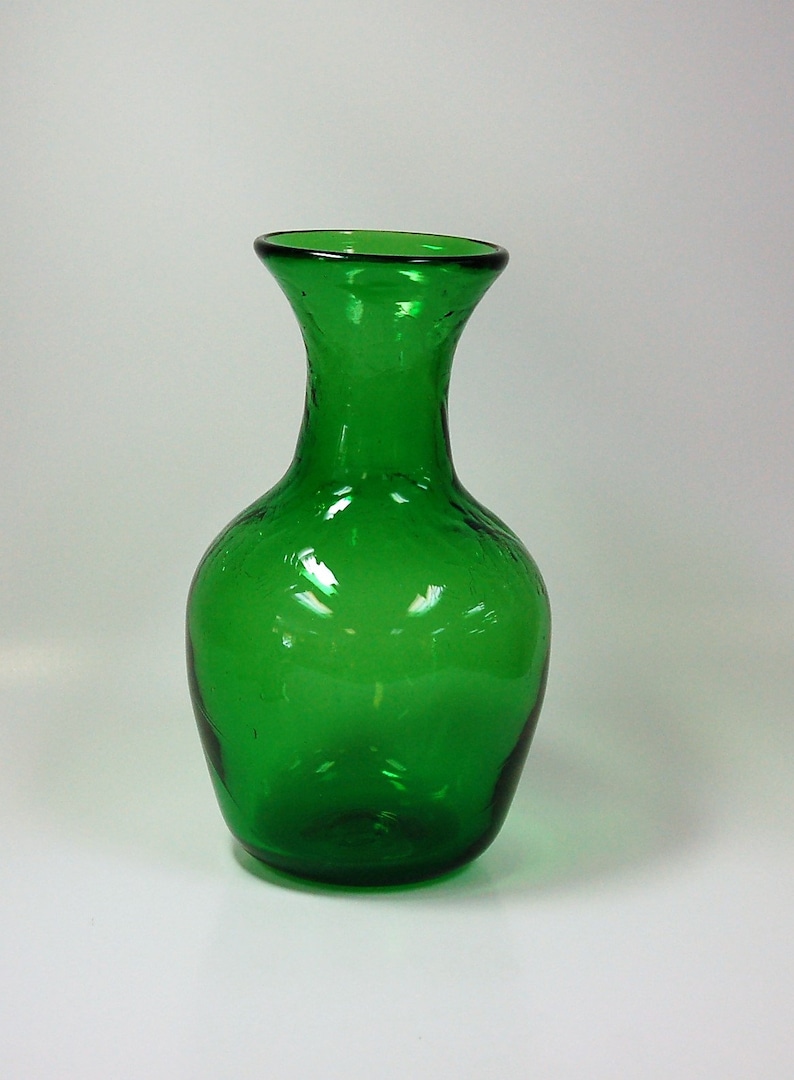 Blenko Glass 7718 vase in grass green crackle blenko glass 7718 vase in grass green