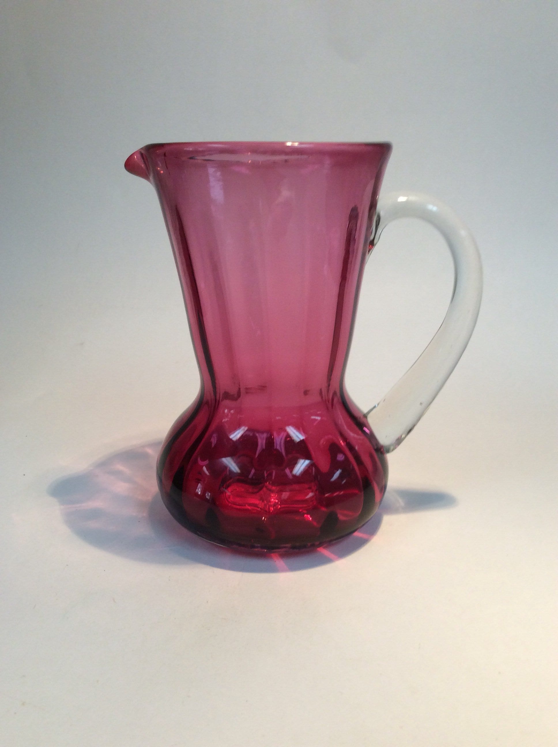 Pilgrim Glass cranberry optic pitcher