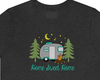 Home Sweet Home RV Retro Glamper Camping Tee | Fun Shirt | Camper Outdoor Adventurist Gift | Adult Soft Short Sleeve | Free Shipping