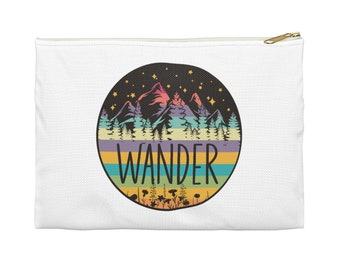 WANDER Zipper Pouch | Makeup Accessories Bag | Camper RV Hiker Gift Idea | Outdoor Enthusiast Present | 2 Sizes | Free Shipping