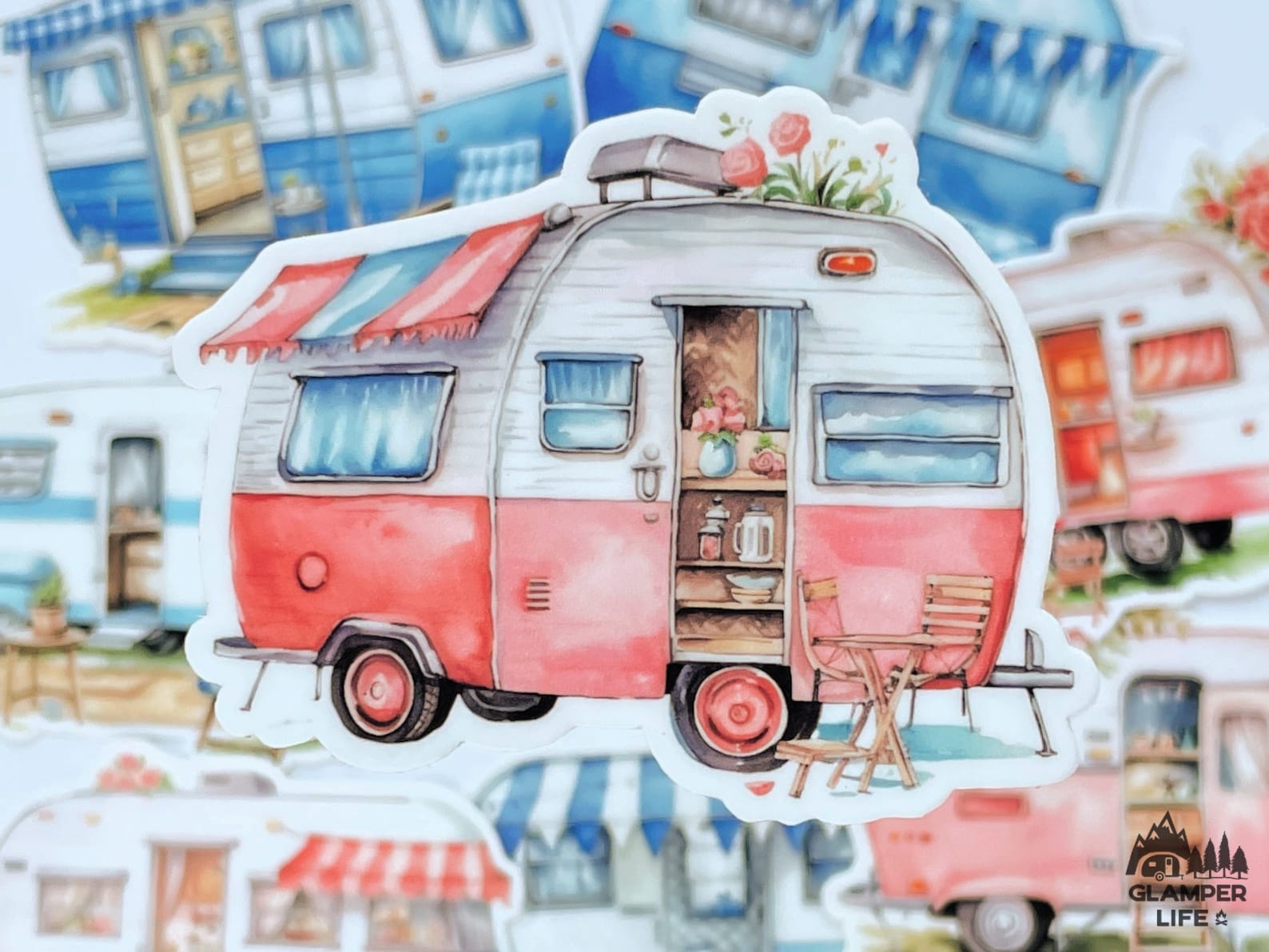 Pink Glamper Camping Van Stickers | Camper RV Cute Vinyl Glamping ...