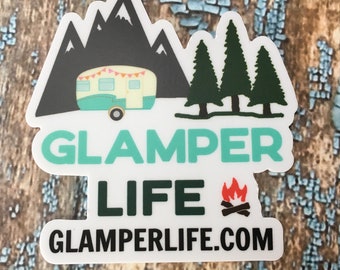 GLAMPER LIFE Logo Weatherproof Sticker Decal for Car Camper RV | Glamping Gift for Camping and Glamping | 3x3 Waterproof Vinyl