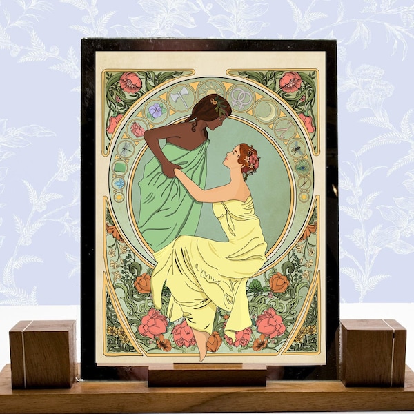 Jugendstil Print Lesbische Liebende