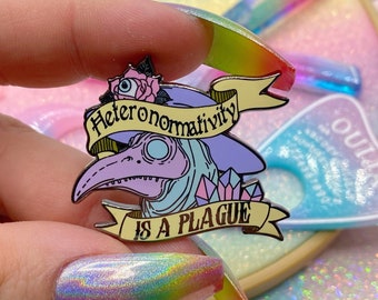Heteronormativity Is A Plague Enamel Pin | Queer Enamel Pin | Gay Enamel Pin | Trans Enamel Pin | Abprallen | Queer Gift | Trans Gift