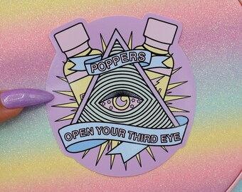 Poppers Open Your Third Eye Large Vinyl Sticker