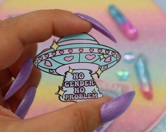 No Gender No Problem Enamel Pin