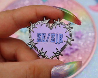 Ze Zir Pronouns Enamel Pin