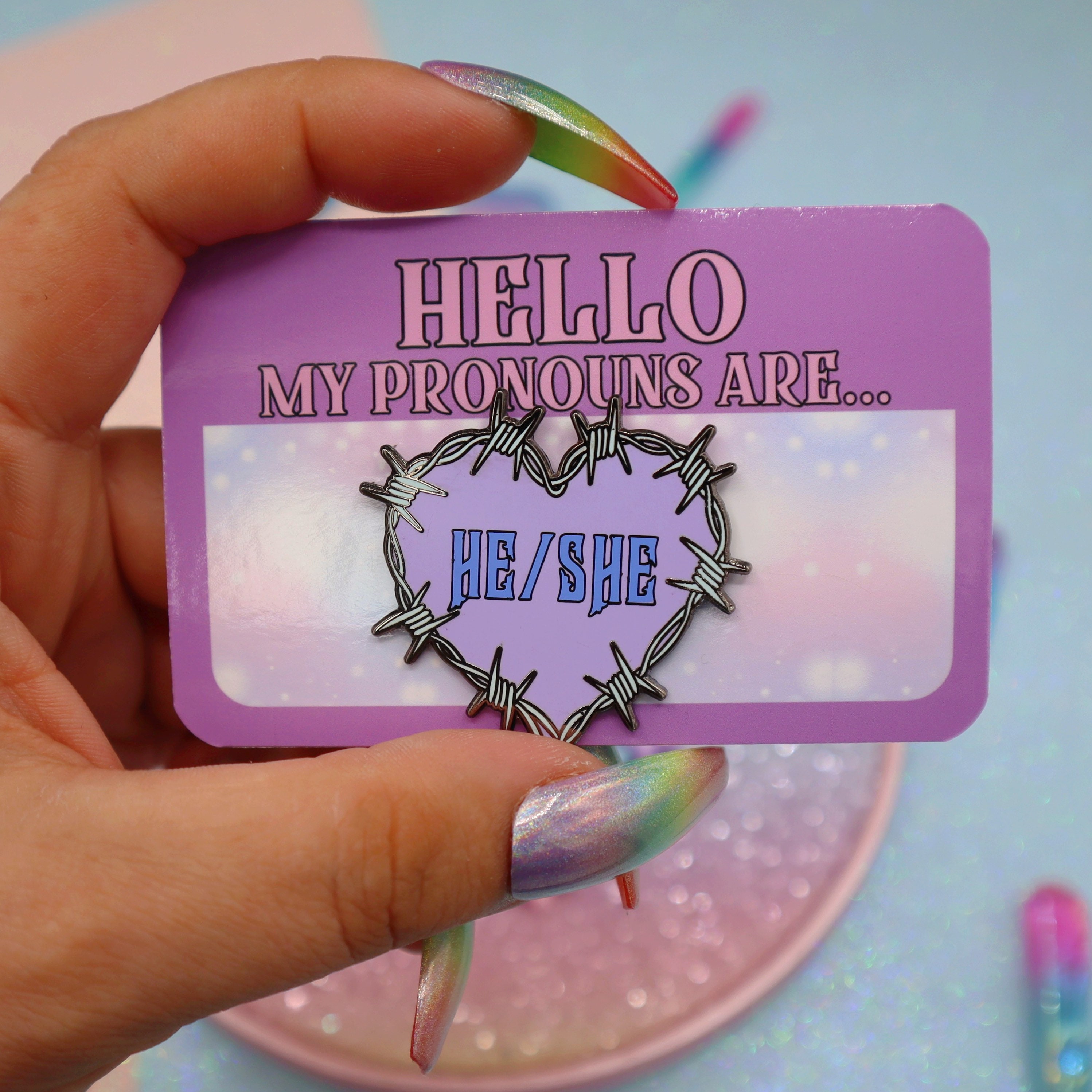 He She Pronouns Enamel Pin - Etsy