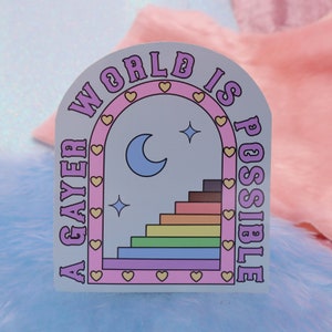 A Gayer World Is Möglich groß Vinyl Aufkleber