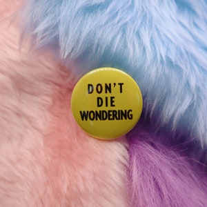 Don&#39;t Die Wondering Vintage REMAKE Button Badge