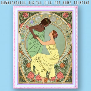 Digital Download Art Nouveau Lesbian Lovers Print