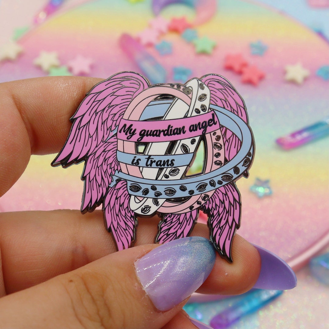 My Guardian Angel is Trans Enamel Pin - Etsy
