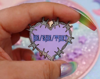 He She They Pronouns Enamel Pin