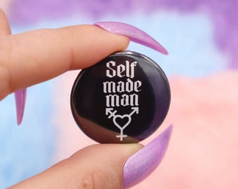 Self Made Man Trans Symbol Button Badge