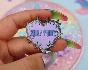 She They Pronouns Enamel Pin