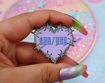 She Her Pronouns Enamel Pin