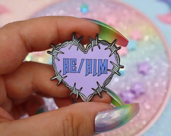 He Him Pronouns Enamel Pin