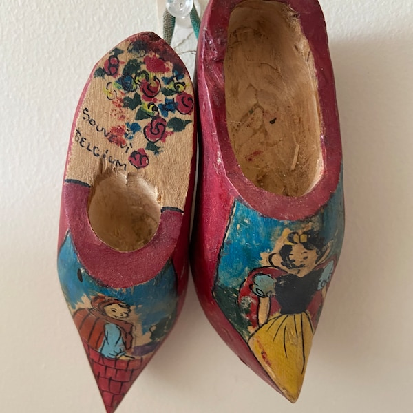 Carved and Painted Wooden Shoes | Belgium Souvenir