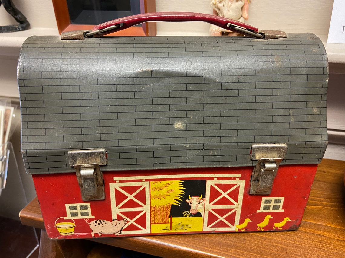 Red Barn Metal Lunch Box and Thermos Etsy