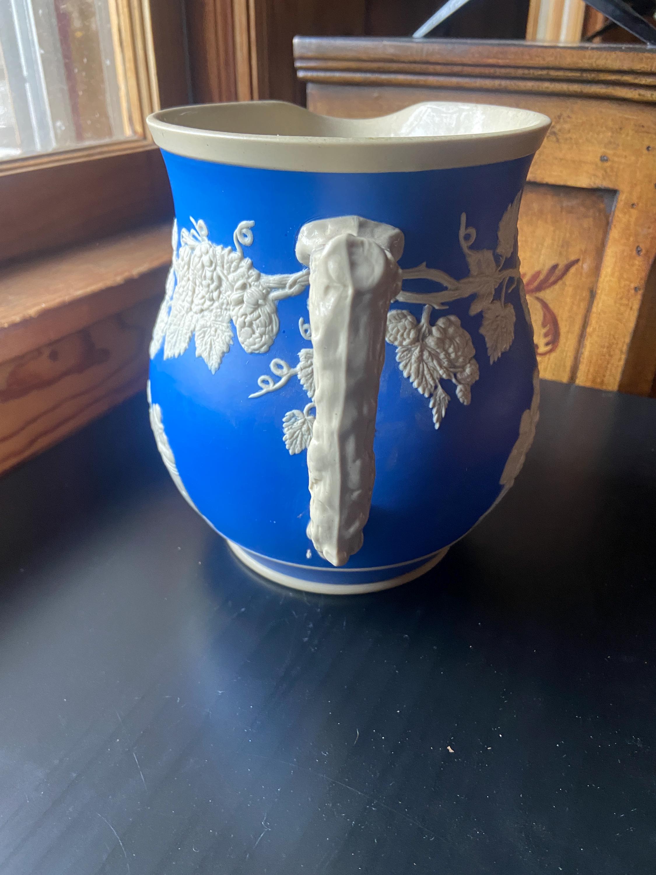 Antique Copeland Spode England Jasperware Blue Pitcher With  Copeland Spode Blue Jasperware English Tavern Pub Scene from England Wine Cup main image 0