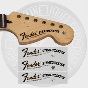 Fender Strat 70&#39;s Style Waterslide Guitar Headstock Decals (Set of 3)