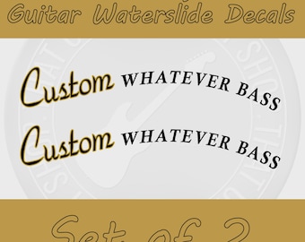 Custom P Style Bass Guitar Waterslide Decals for Bass Guitar Headstock (Set of 2)