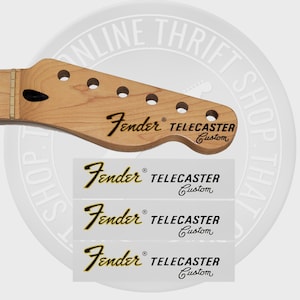 Fender Tele Custom Style Waterslide Guitar Headstock Decals (Set of 3)