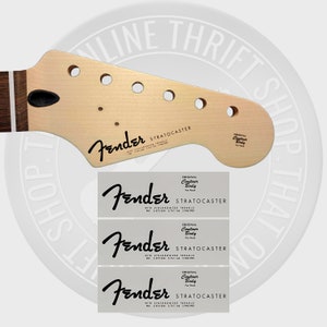 Fender Strat Style Waterslide Guitar Headstock Decals (Set of 3)