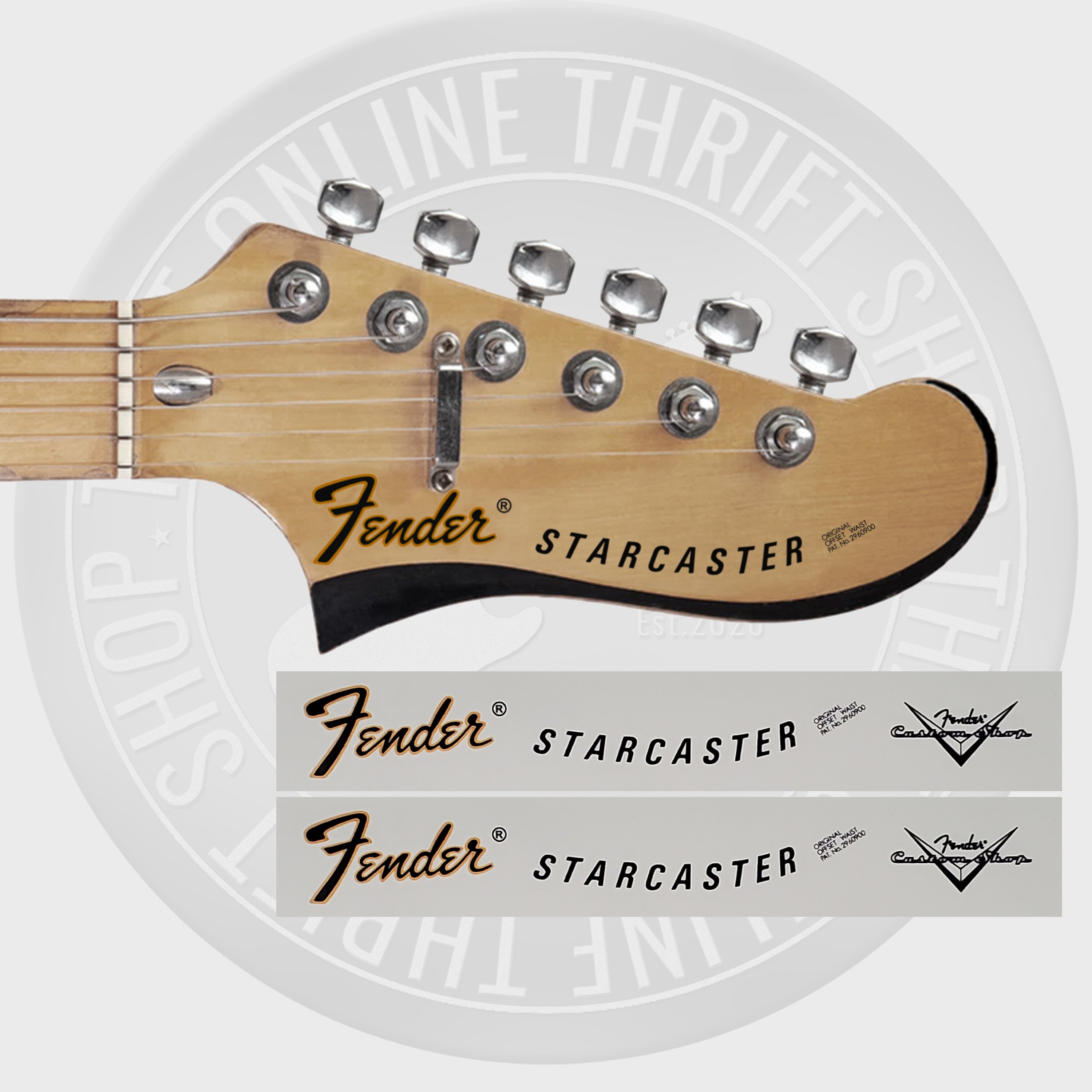 Fender Starcaster 70's Waterslide Decals for Headstock With Custom