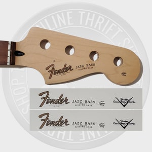 Fender Jazz Bass Waterslide Decals for Guitar Headstock (Set of 2)