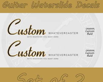Custom ST Style Waterslide Decals for Guitar Headstock (Set of 2)