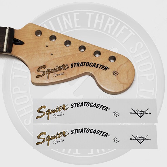 Squier Strat Waterslide Guitar Headstock Decals – Set Of 3 (Made In USA)