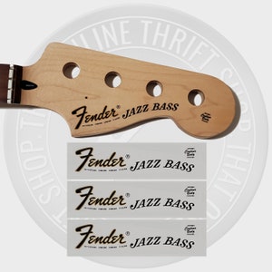 Fender Jazz Bass Waterslide Guitar Headstock Decals (Set of 3)