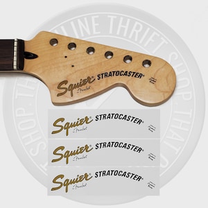 Squier by Fender Strat Style Waterslide Guitar Headstock Decals (Set of 3)